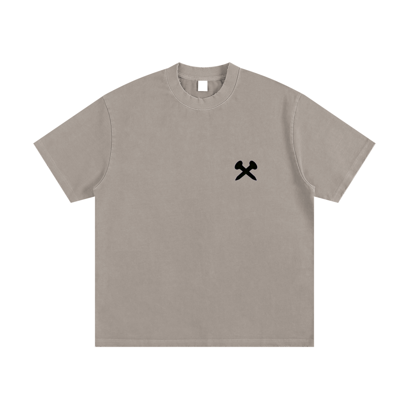 Crossxnails Oversized T-Shirt in washed grey, 430gsm organic cotton, premium Christian streetwear style, Ipswich UK.