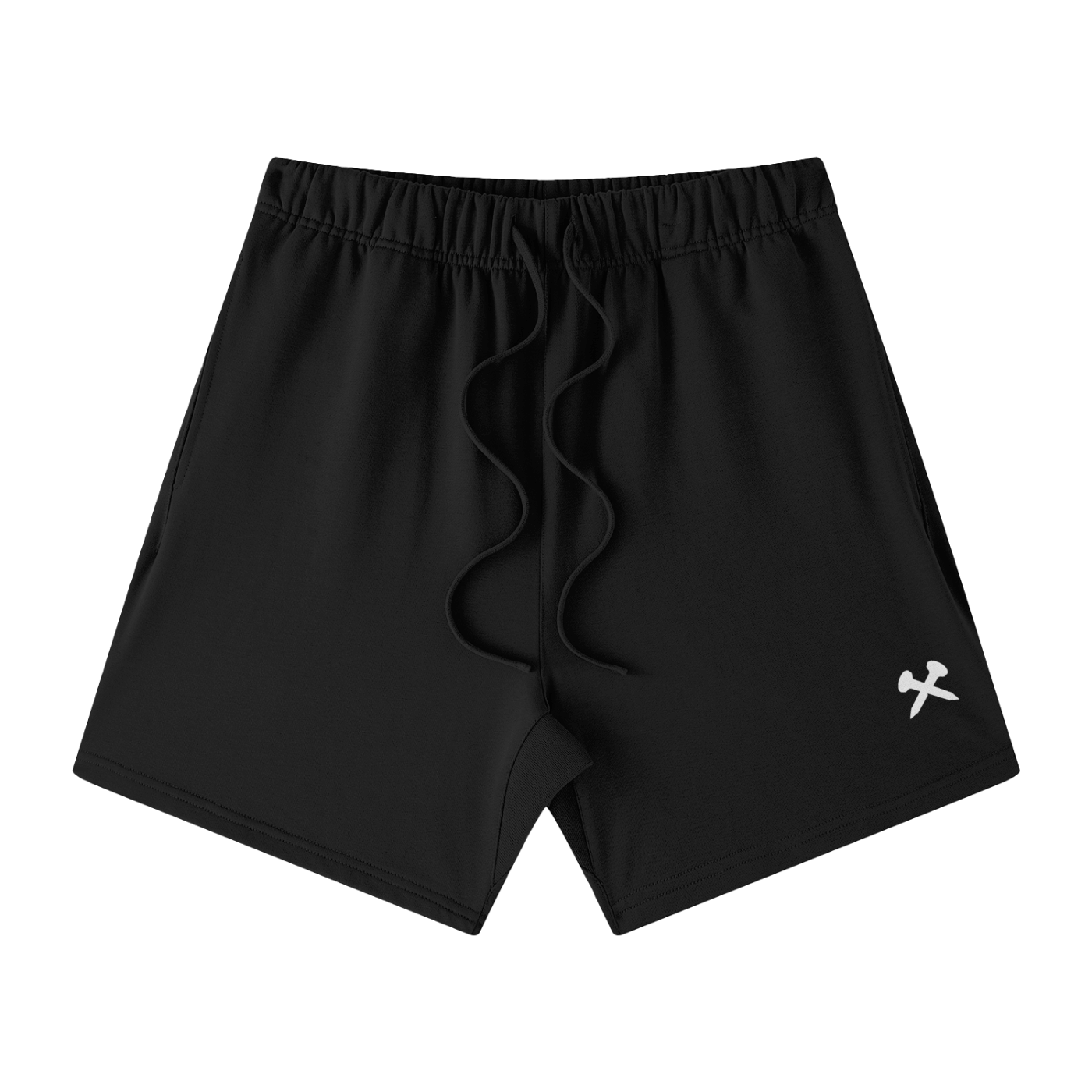 Crossxnails Regular Fit Short in black, 12.5 oz heavyweight cotton, stylish Ipswich streetwear for men.