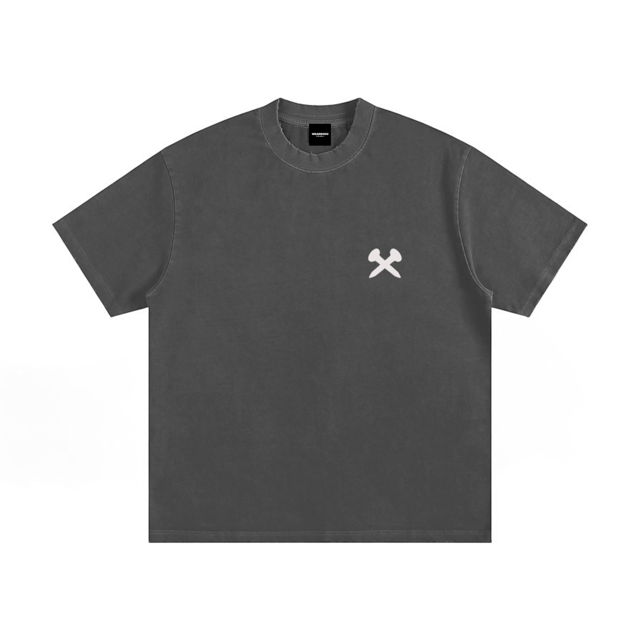 Crossxnails® Gray Heavyweight Washed Oversized T-Shirt, 430gsm organic cotton, premium Christian streetwear UK.