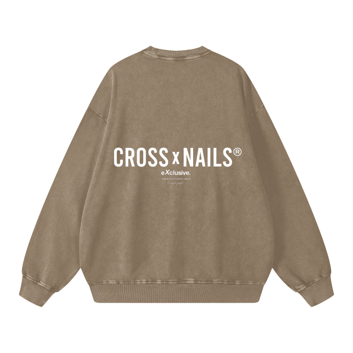 Acid Wash Oversize Sweatshirt - 360 GSM - Crossxnails Weargood