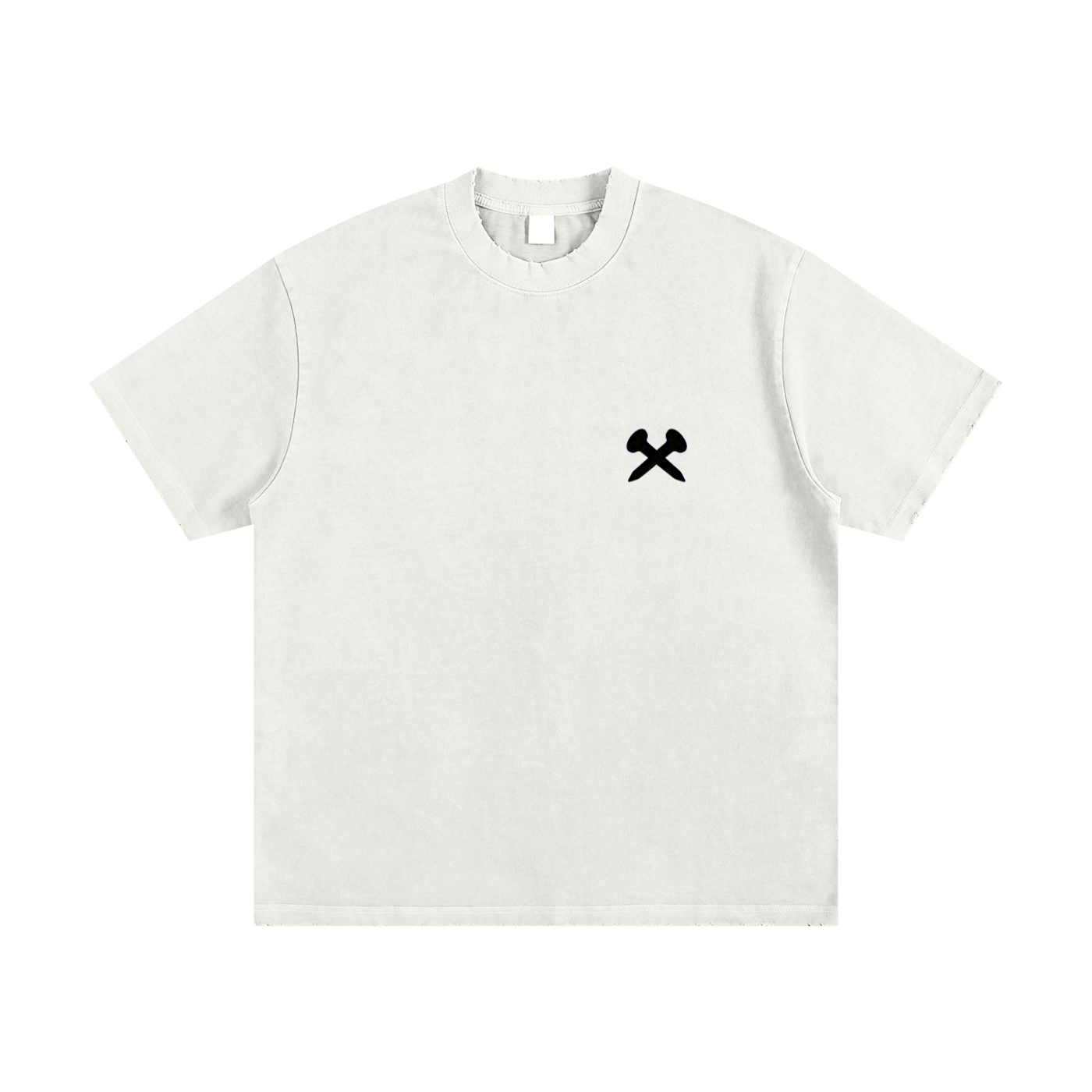 Crossxnails Heavyweight Washed Oversized T-Shirt in white, premium organic cotton, Christian streetwear brand, relaxed fit.