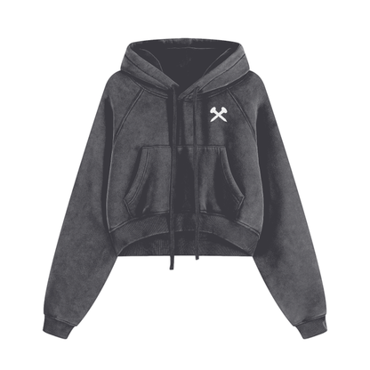 X Cropped Zip Hoodie