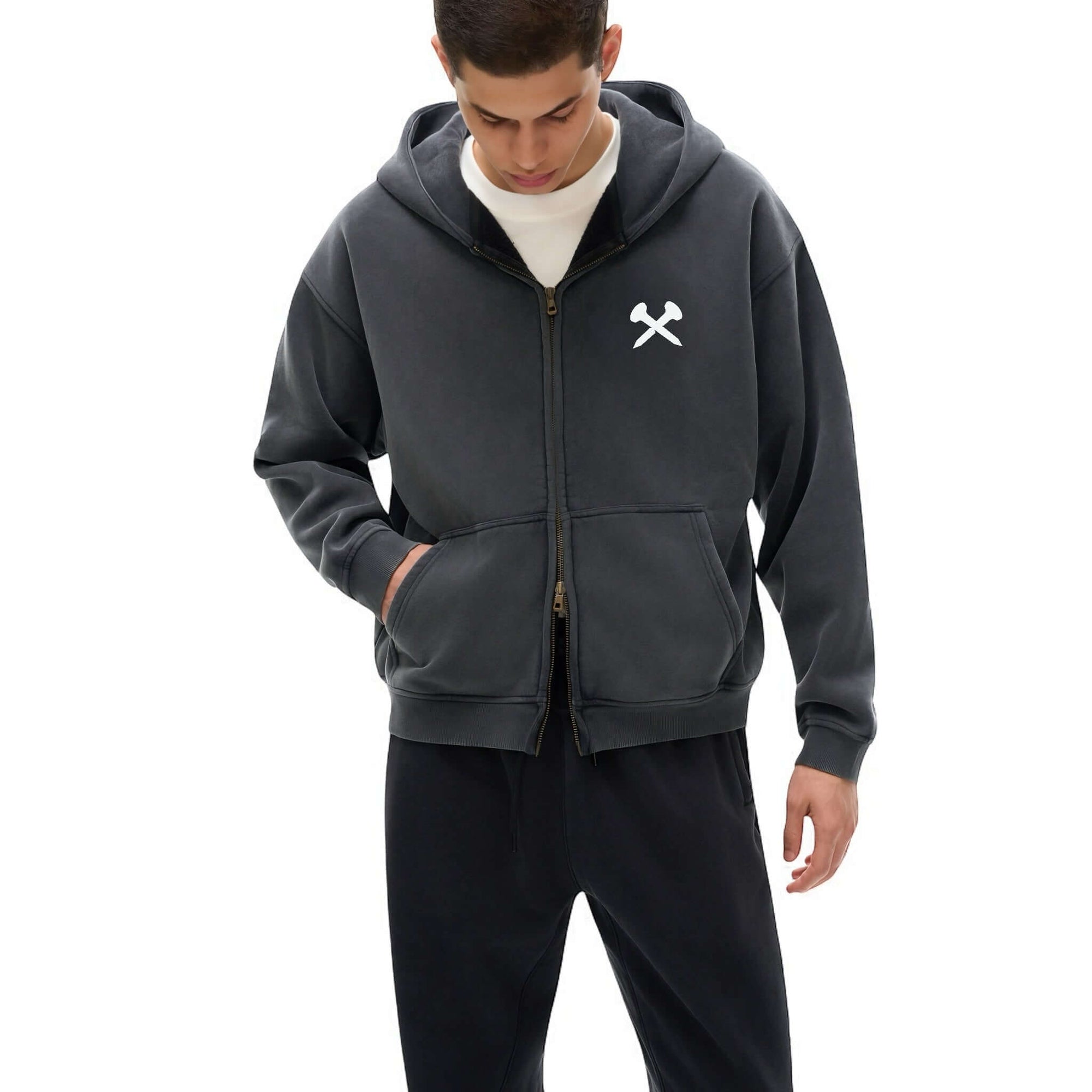 OFF THE CROSS Zip-Up Boxy Hoodie