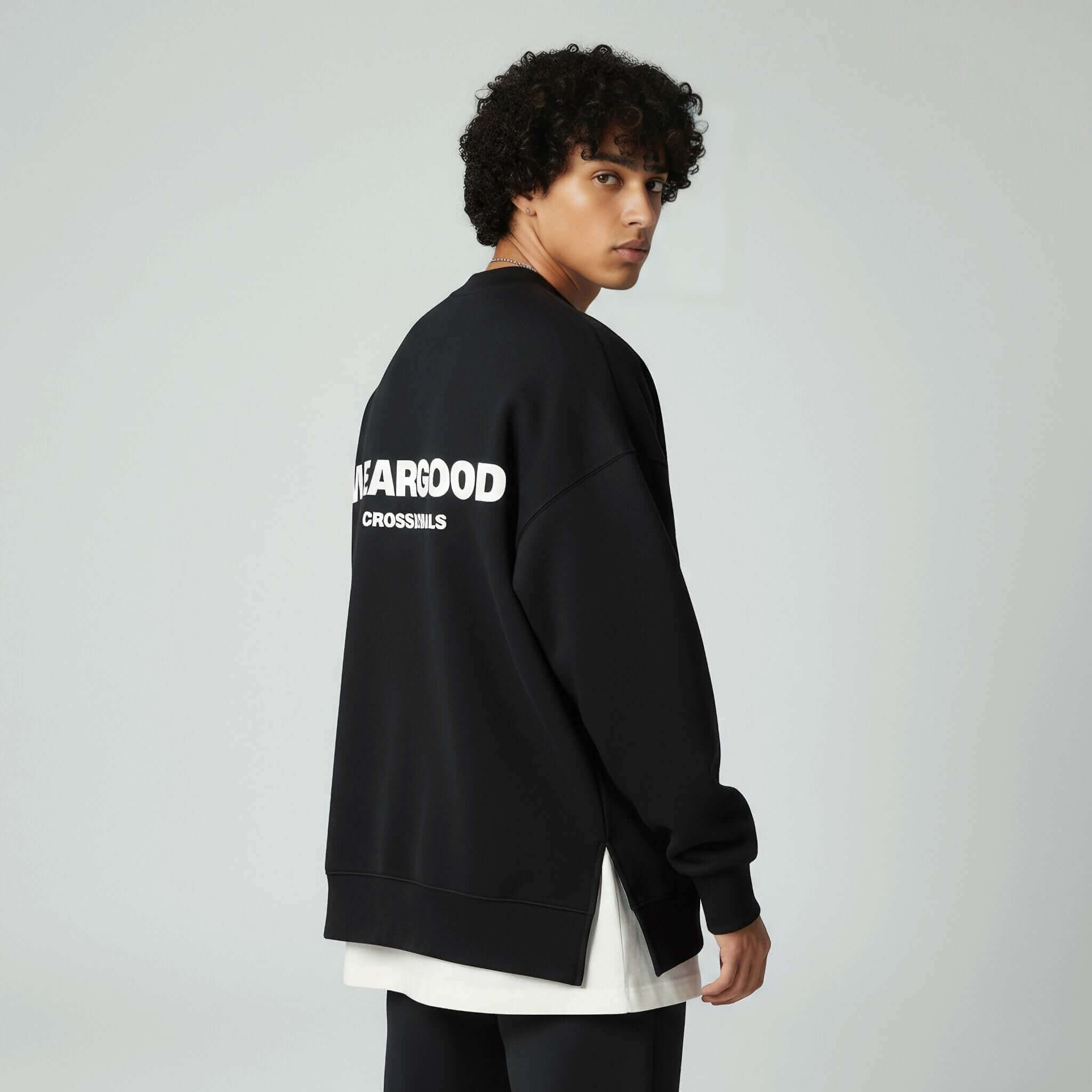 Crossxnails Fleece Side Slit Crewneck by Crossxnails Weargood