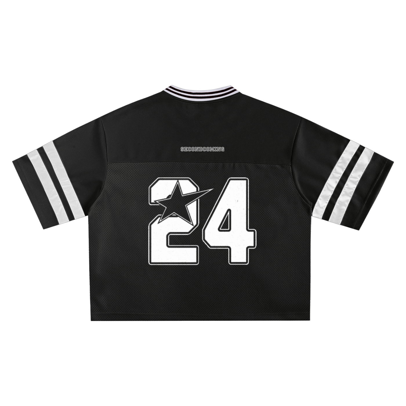 Crossxnails oversized boxy fit jersey 24 in black mesh, Christian streetwear UK, Ipswich design, relaxed fit style.