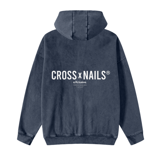 Crossxnails Acid Washed Zip Fleece  Hoodie Jacket - Crossxnails Weargood