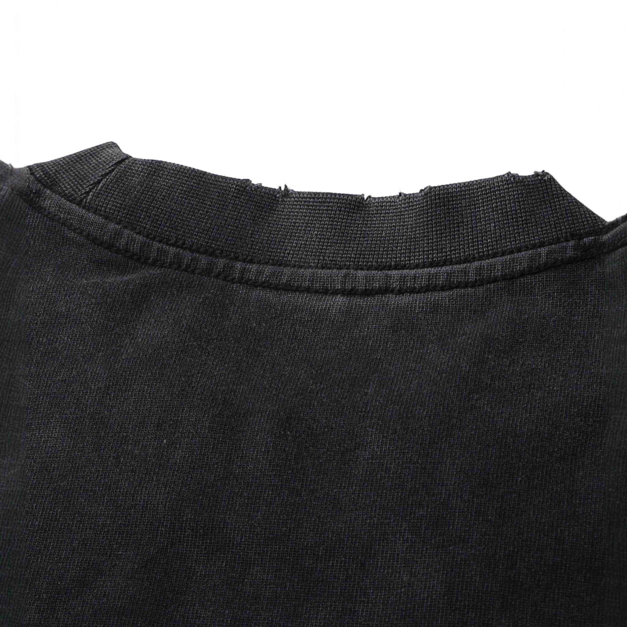 Crossxnails Heavyweight T-Shirt back neck detail, black oversized tee, organic cotton, relaxed fit, Ipswich UK streetwear.