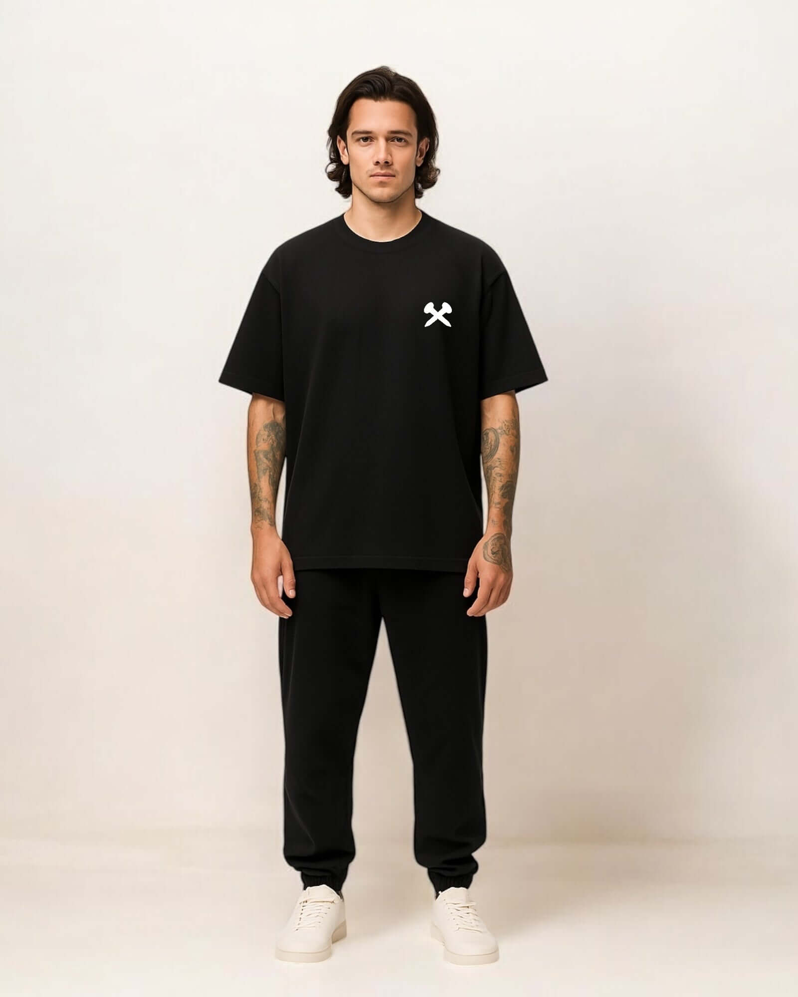 Crossxnails Oversized T-Shirt in black, 100% cotton, relaxed fit, unisex streetwear, Ipswich, UK, premium clothing.