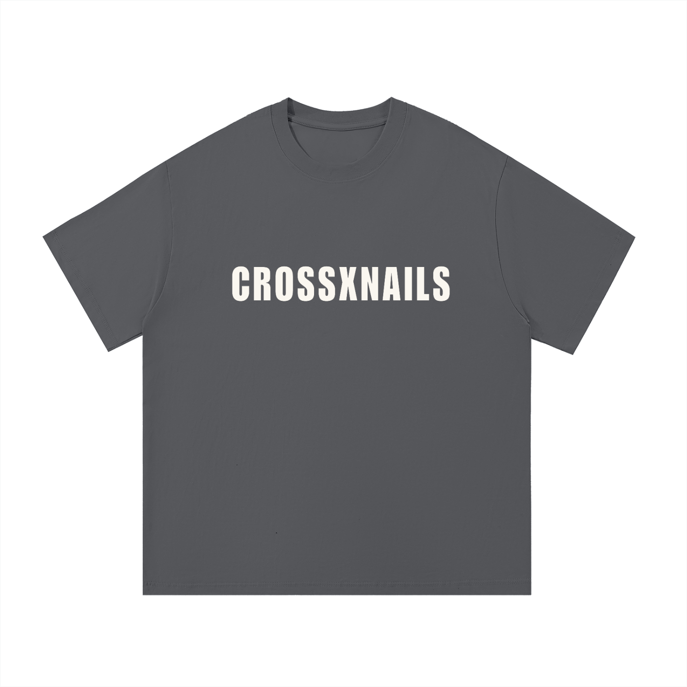 Crossxnails Xssential T-Shirt in gray with bold logo, perfect everyday essential for comfort and style.