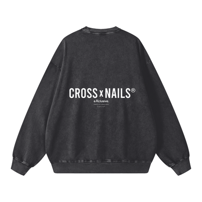 Acid Wash Oversize Sweatshirt - 360 GSM - Crossxnails Weargood