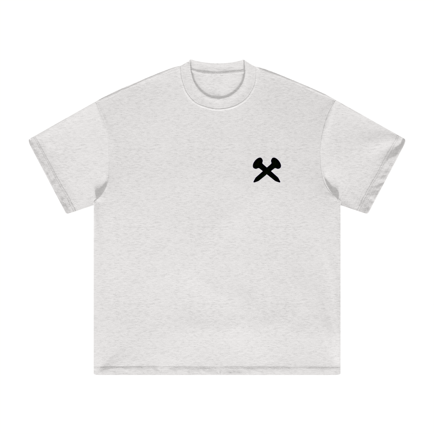 Crossxnails® oversized t-shirt in grey, 100% organic cotton, relaxed fit, unisex streetwear essential from Ipswich UK.
