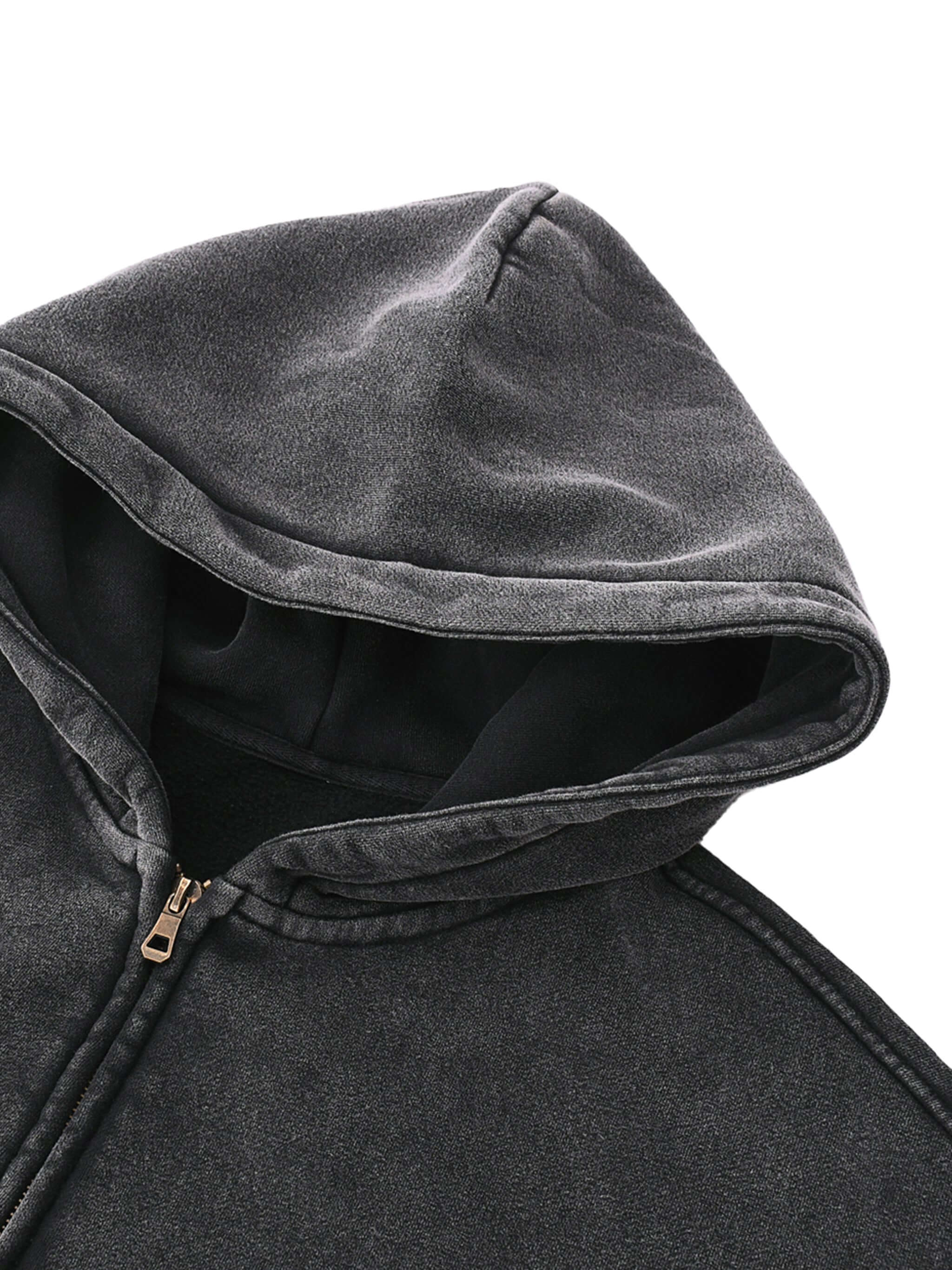 Crossxnails Zip-Up Boxy Hoodie in vintage-washed fleece, oversized fit, part of Ipswich Suffolk clothing brand.