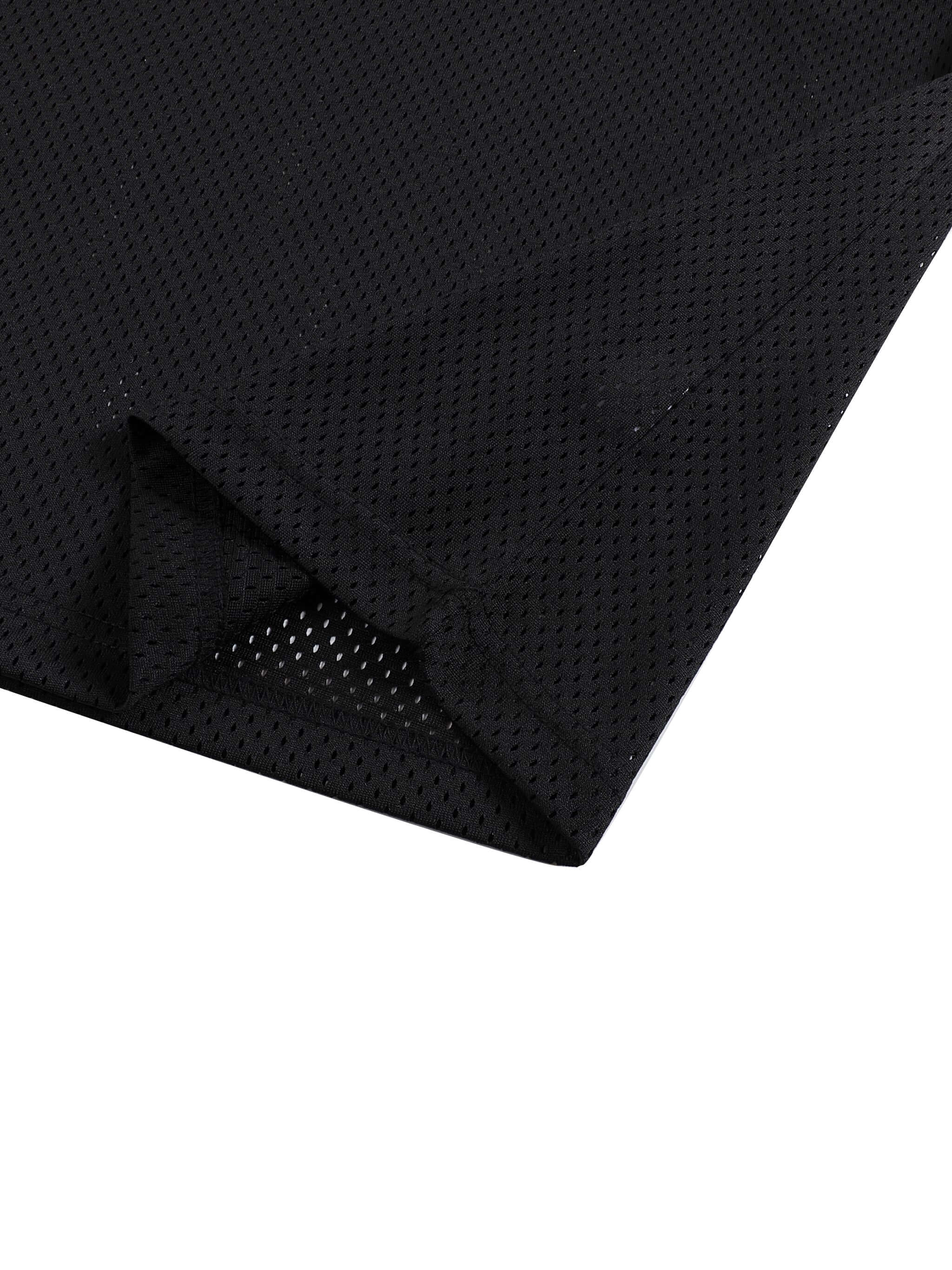 Close-up of breathable black mesh fabric, ideal for Christian streetwear UK style; perfect for Crossxnails Baseball Boxy Jersey.
